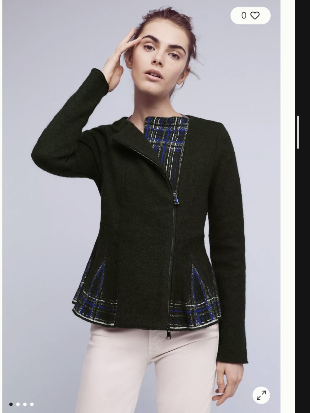 Anthropology Lelia Peplum Jacket - Dark Green sz Small Petite NWT